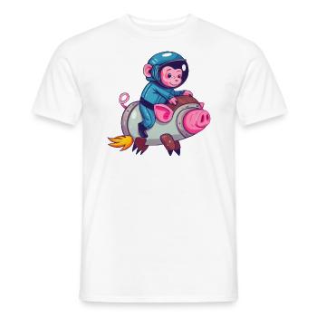 Schwein und Affe als Astronauten - Männer T-Shirt - Weiß - Vorne - AI Model Male 178 dark (178cm)
