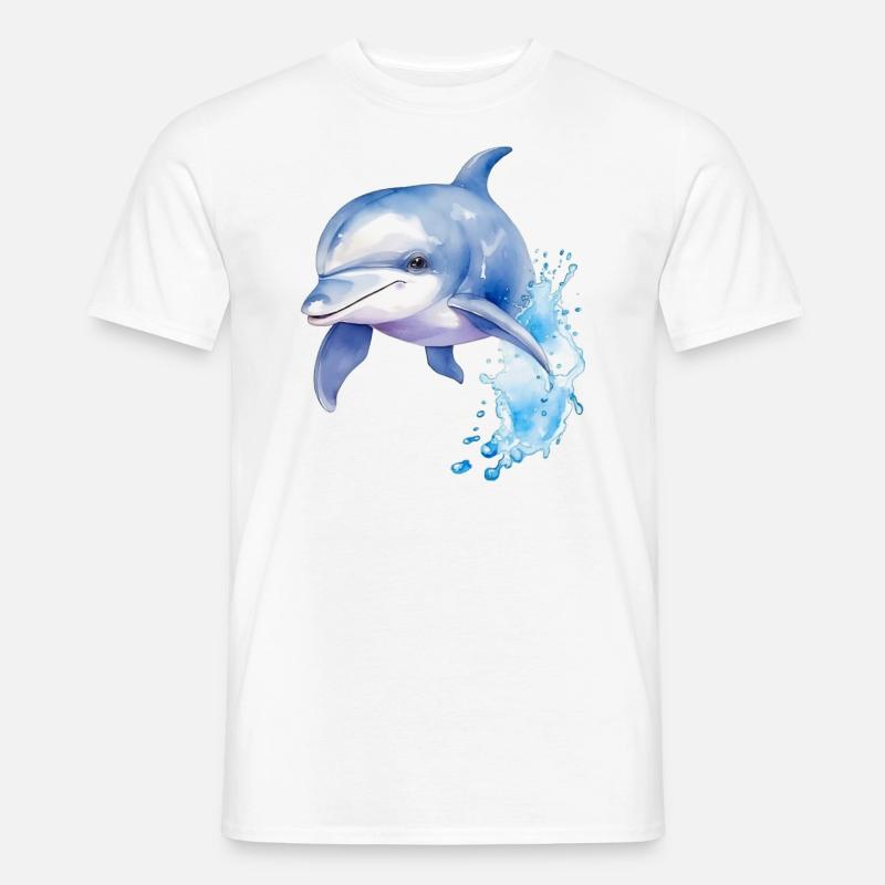 Blauer Delphin - Männer T-Shirt - Weiß
