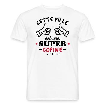 Cette fille est une super copine - T-shirt homme - blanc - Devant - AI Model Male 178 dark (178cm)
