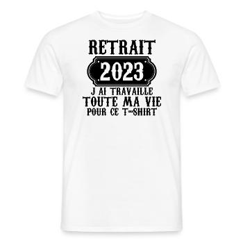 Retraité 2023 humour retraite cadeau pour retraité - T-shirt homme - blanc - Devant - AI Model Male 178 dark (178cm)