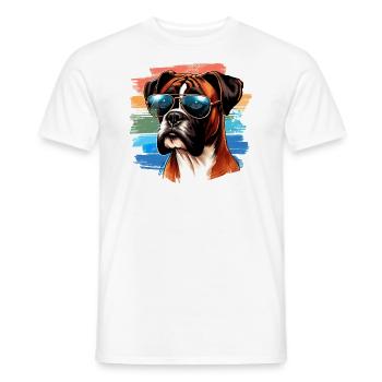 Bunter Boxerhund mit Sonnenbrille - Männer T-Shirt - Weiß - Vorne - AI Model Male 178 dark (178cm)