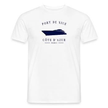 Port de Nice Marina Côte D’Azur Yacht Club France - T-shirt homme - blanc - Devant - AI Model Male 178 dark (178cm)