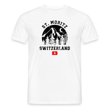 Skigebiet St. Moritz Skifahren in den Schweizer Alpen Souvenir - Männer T-Shirt - Weiß - Vorne - AI Model Male 178 dark (178cm)