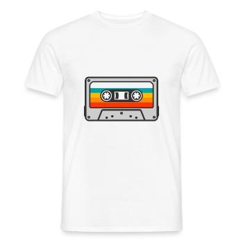 Cassette Tape Retro Vintage Mixtape icon symbol. - Men's T-Shirt - white - Front - AI Model Male 178 dark (178cm)