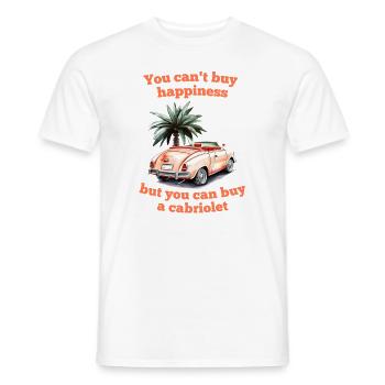 Cabriolet saying: You can't buy happiness, but - Men's T-Shirt - white - Front - AI Model Male 178 dark (178cm)