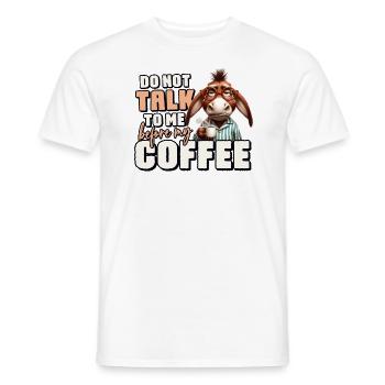 Grumpy donkey with coffee - Men's T-Shirt - white - Front - AI Model Male 178 dark (178cm)