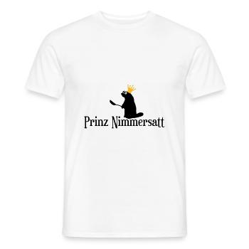 Prinz Nimmersatt mit Krone - Männer T-Shirt - Weiß - Vorne - AI Model Male 178 dark (178cm)
