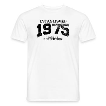 established 1975 - aged to perfection(fr) - T-shirt homme - blanc - Devant - AI Model Male 178 dark (178cm)