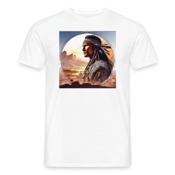 Indien, Portrait, Paysage, Cercle, Côté, Aquarelle - T-shirt homme - blanc - Devant - AI Model Male 178 dark (178cm)