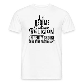 Le régime c'est une religion on peut y croire - T-shirt homme - blanc - Devant - AI Model Male 178 dark (178cm)
