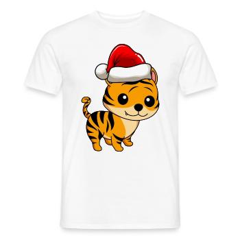 Tiger Comic Christmas - Men's T-Shirt - white - Front - AI Model Male 178 dark (178cm)