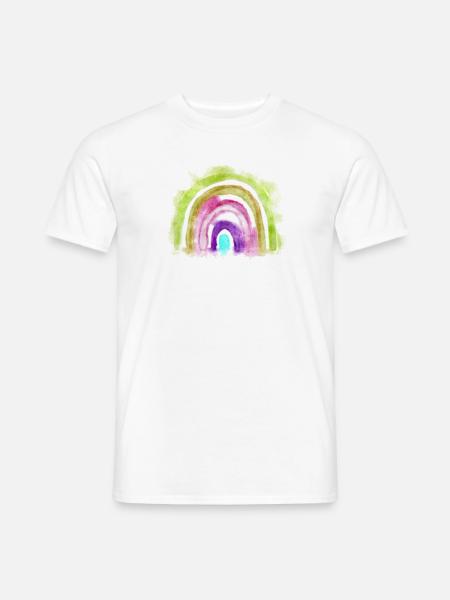 Bunter Regenogen in Aquarell - Männer T-Shirt - Weiß