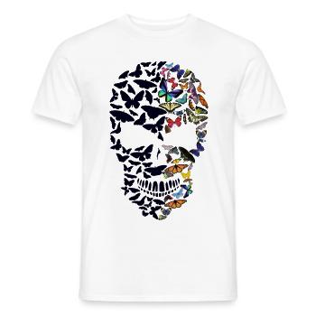 tete de mort papillon skull forme crane coter fant - T-shirt homme - blanc - Devant - AI Model Male 178 dark (178cm)