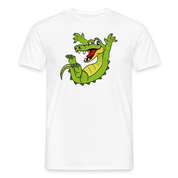 Funny Cute Cool Alligator Crocodile - Men's T-Shirt - white - Front - AI Model Male 178 dark (178cm)
