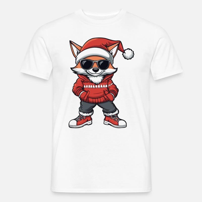 Fuchs Weihnachten Comic Cool - Männer T-Shirt - Weiß
