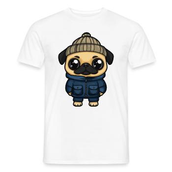 Pug Dog Stylish - Men's T-Shirt - white - Front - AI Model Male 178 dark (178cm)