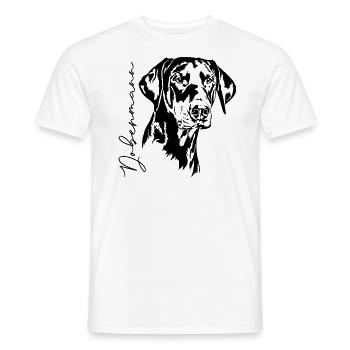 Dobermann Hundeportrait Hunde Hundesport Wilsigns - Männer T-Shirt - Weiß - Vorne - AI Model Male 178 dark (178cm)