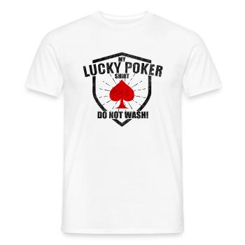 Lucky Poker Shirt Do Not Wash! Casino Pokern Karte - Männer T-Shirt - Weiß - Vorne - AI Model Male 178 dark (178cm)