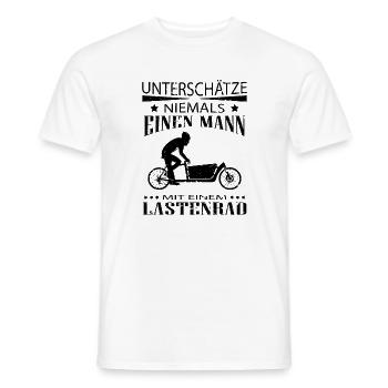 Mann mit einem Lastenrad - Lastenfahrrad - Männer T-Shirt - Weiß - Vorne - AI Model Male 178 dark (178cm)