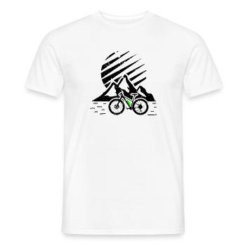 E bike bike mountain bike in the mountains - Men's T-Shirt - white - Front - AI Model Male 178 dark (178cm)