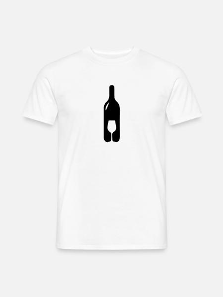 Weinflasche mit Weinglas - Männer T-Shirt - Weiß