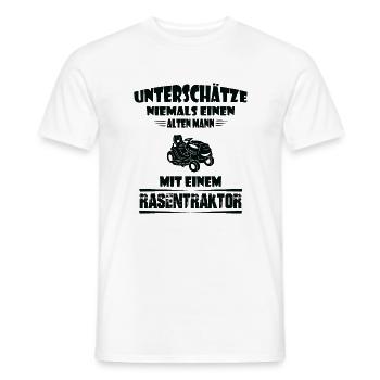 Unterschätze niemals Mann mit Rasentraktor - Männer T-Shirt - Weiß - Vorne - AI Model Male 178 dark (178cm)
