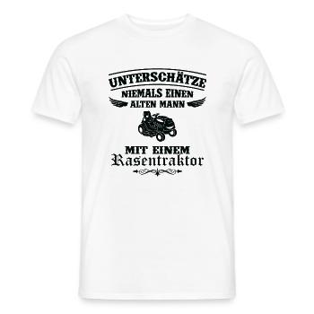 Unterschätze niemals Mann mit Rasentraktor - Männer T-Shirt - Weiß - Vorne - AI Model Male 178 dark (178cm)
