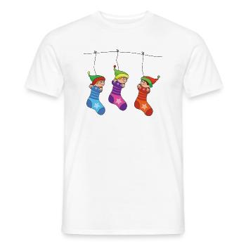 Weihnachtsstrümpfe Weihnachtssocken Weihnachten - Männer T-Shirt - Weiß - Vorne - AI Model Male 178 dark (178cm)