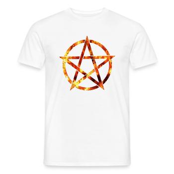 pentagram from flames - Men's T-Shirt - white - Front - AI Model Male 178 dark (178cm)