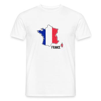 France Flag Map Outline - Men's T-Shirt - white - Front - AI Model Male 178 dark (178cm)