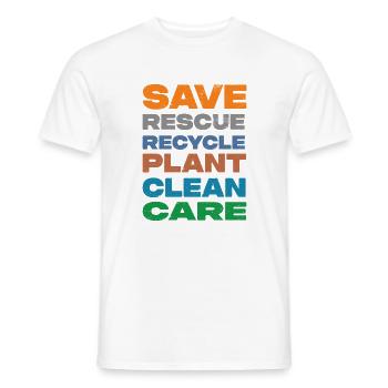 Save Rescue Recycle Plant Clean Care - Männer T-Shirt - Weiß - Vorne - AI Model Male 178 dark (178cm)