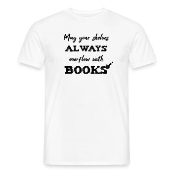 0040 Etagères toujours pleines | Bücherstapel - T-shirt homme - blanc - Devant - AI Model Male 178 dark (178cm)