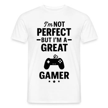 Manette de jeu vidéo Super Gamer - T-shirt homme - blanc - Devant - AI Model Male 178 dark (178cm)