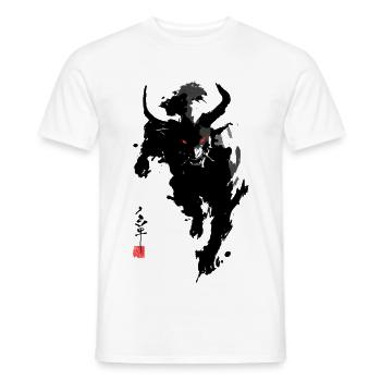 Oni Hannya – Démon Japonais Sumi-e Cornes Rouges - T-shirt homme - blanc - Devant - AI Model Male 178 dark (178cm)