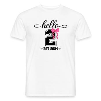 Hello 2 Est 2024 Pink Bow Design - Men's T-Shirt - white - Front - AI Model Male 178 dark (178cm)
