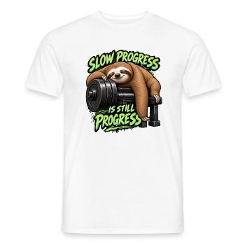 Langsamer Fortschritt ist immer noch Fortschritt – lustige Gym-Trägheit - Männer T-Shirt - Weiß - Vorne - AI Model Male 178 dark (178cm)