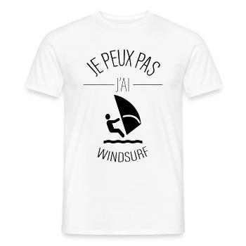 J Peux Pas j ai windsurf - surfing - T-shirt homme - blanc - Devant - AI Model Male 178 dark (178cm)