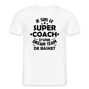 Je Suis Le Super Coach D'une Dream Team De Basket - T-shirt homme - blanc - Devant - AI Model Male 178 dark (178cm)