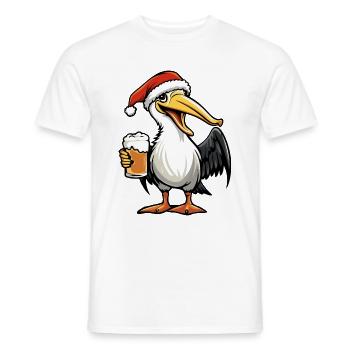 Pelikan Vogel Weihnachten Bier - Männer T-Shirt - Weiß - Vorne - AI Model Male 178 dark (178cm)