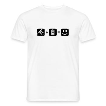 BIKE SMILE Cyclist E-Bike Battery Battery Bicycle - Men's T-Shirt - white - Front - AI Model Male 178 dark (178cm)