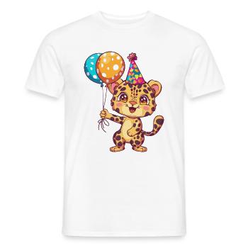 Bébé d’anniversaire léopard - T-shirt homme - blanc - Devant - AI Model Male 178 dark (178cm)