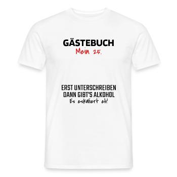 Gästebuch 25. Geburtstag Gästeliste 25 Jahre Shirt - Männer T-Shirt - Weiß - Vorne - AI Model Male 178 dark (178cm)