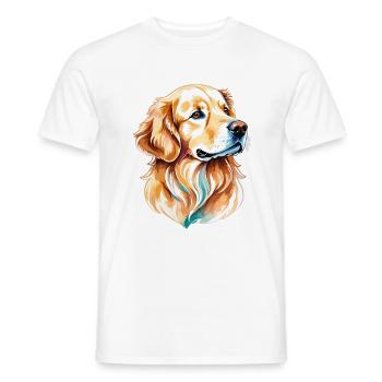 Golden Retriever Wasserfarben - Männer T-Shirt - Weiß - Vorne - AI Model Male 178 dark (178cm)