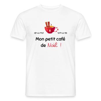 Mon petit café de Noël | Cadeau - T-shirt homme - blanc - Devant - AI Model Male 178 dark (178cm)