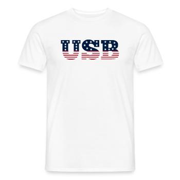 USB Amerka Flag Computer Satire Humor - Men's T-Shirt - white - Front - AI Model Male 178 dark (178cm)