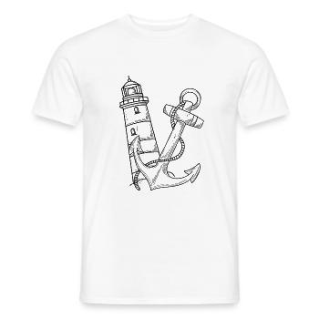 Leuchtturm Anker Maritim - Männer T-Shirt - Weiß - Vorne - AI Model Male 178 dark (178cm)