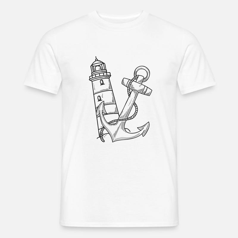Leuchtturm Anker Maritim - Männer T-Shirt - Weiß