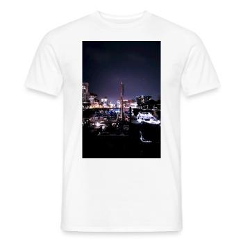 Hafen,medienhafen, Düsseldorf,skyline,Poster - T-shirt homme - blanc - Devant - AI Model Male 178 dark (178cm)