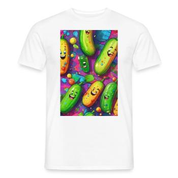 Cucumbers, Cucumber, Graffiti, Laughing Cucumbers, Colorful - Men's T-Shirt - white - Front - AI Model Male 178 dark (178cm)