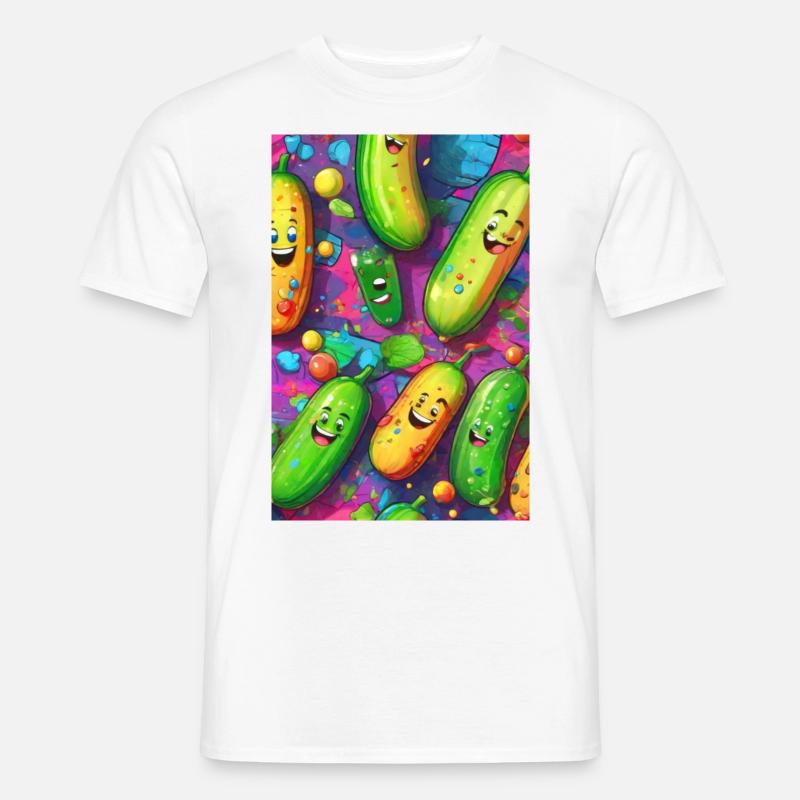 Gurken, Gurke, Graffiti,lachende Gurken, bunt - Männer T-Shirt - Weiß
